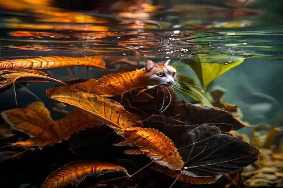 Feuilles de catappa Indian Almond Leaf dans aquarium à crevettes